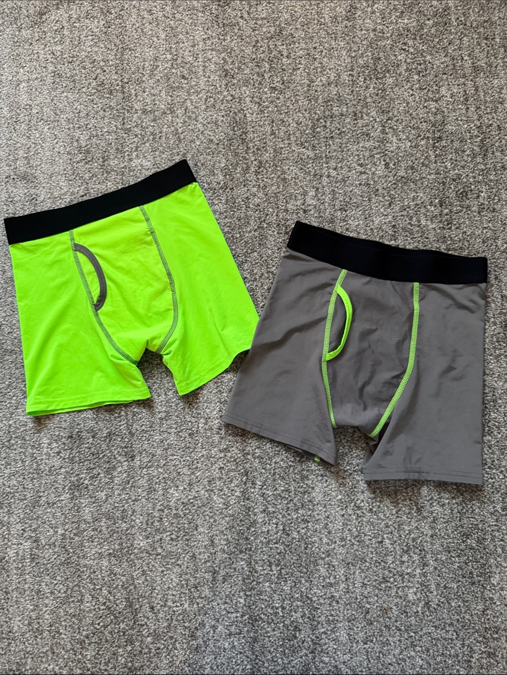 Athletic Works Boxer Briefs in Neon Green and Gray with Black Waistband